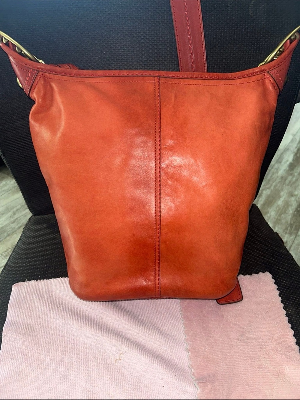 Coach Orange Leather Shoulder Bag